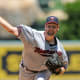 Jul 24, 2013; Anaheim, CA, USA; Minnesota Twins starting pitcher Mike Pelfrey (37) during the game against the Los Angeles Angels at Angel Stadium. Mandatory Credit: Jayne Kamin-Oncea-USA TODAY Sports